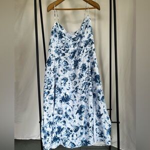 Gorgeous blue and white floral thin strap midi dress by Abercrombie and Fitch